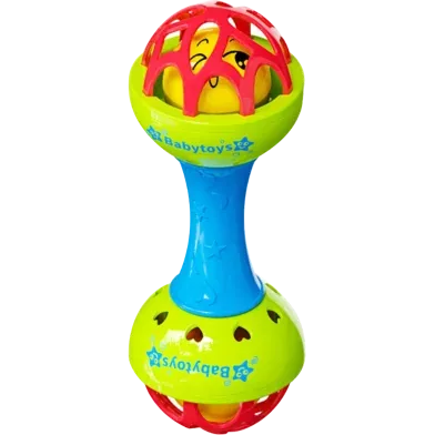 Soft Glue Dumbbell Baby Hand Teether with Jhunjhuni - 1 Pcs - CN - Rokomari product